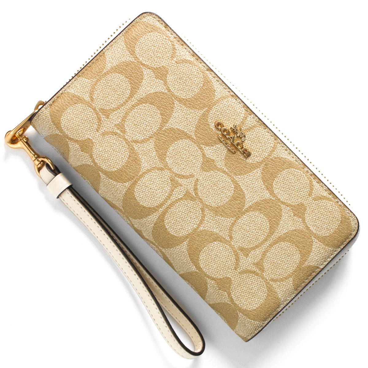 コーチ 長財布 財布 レディース シグネチャー ライトカーキベージュ