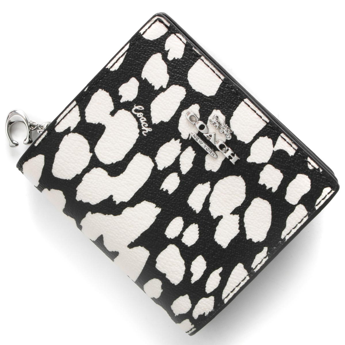 コーチ 二つ折り財布/ミニ財布 財布 レディース アニマル柄 ブラック