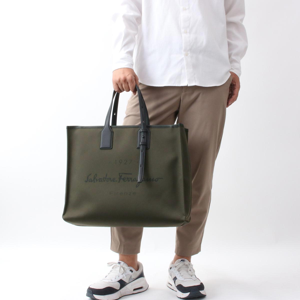 フェラガモ トートバッグ バッグ メンズ ラージ ムスキオカーキ