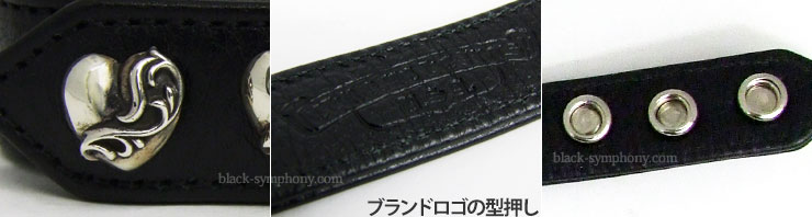 クロムハーツ3ボタン2スナップブレスレットハートボタンブラック