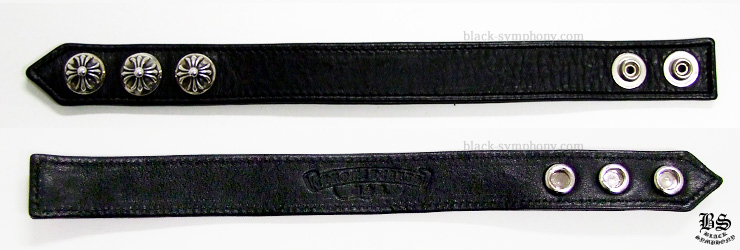 クロムハーツ3ボタン2スナップブレスレットクロスボタンブラック