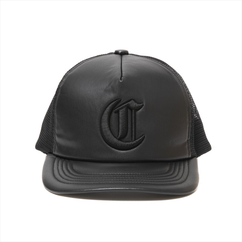 COOTIE PRODUCTIONS Faux Leather 5 Panel Mesh Cap (Black/Black)