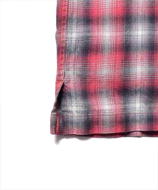 MINEDENIM V.Nep Check Flannel Open Collar Shirt (Red)
