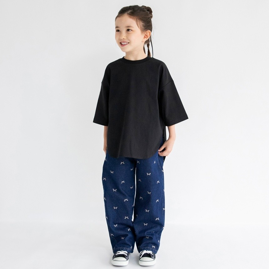 リボン総柄刺しゅうデニムパンツ 2025秋冬 ｜子供服&ベビー服