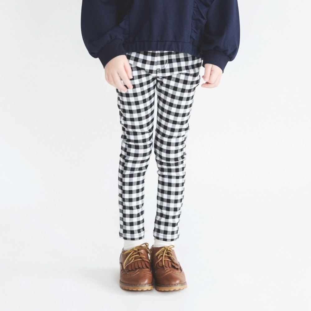 あったか】プレミアムストレッチギンガムチェック裏起毛ロングパンツ