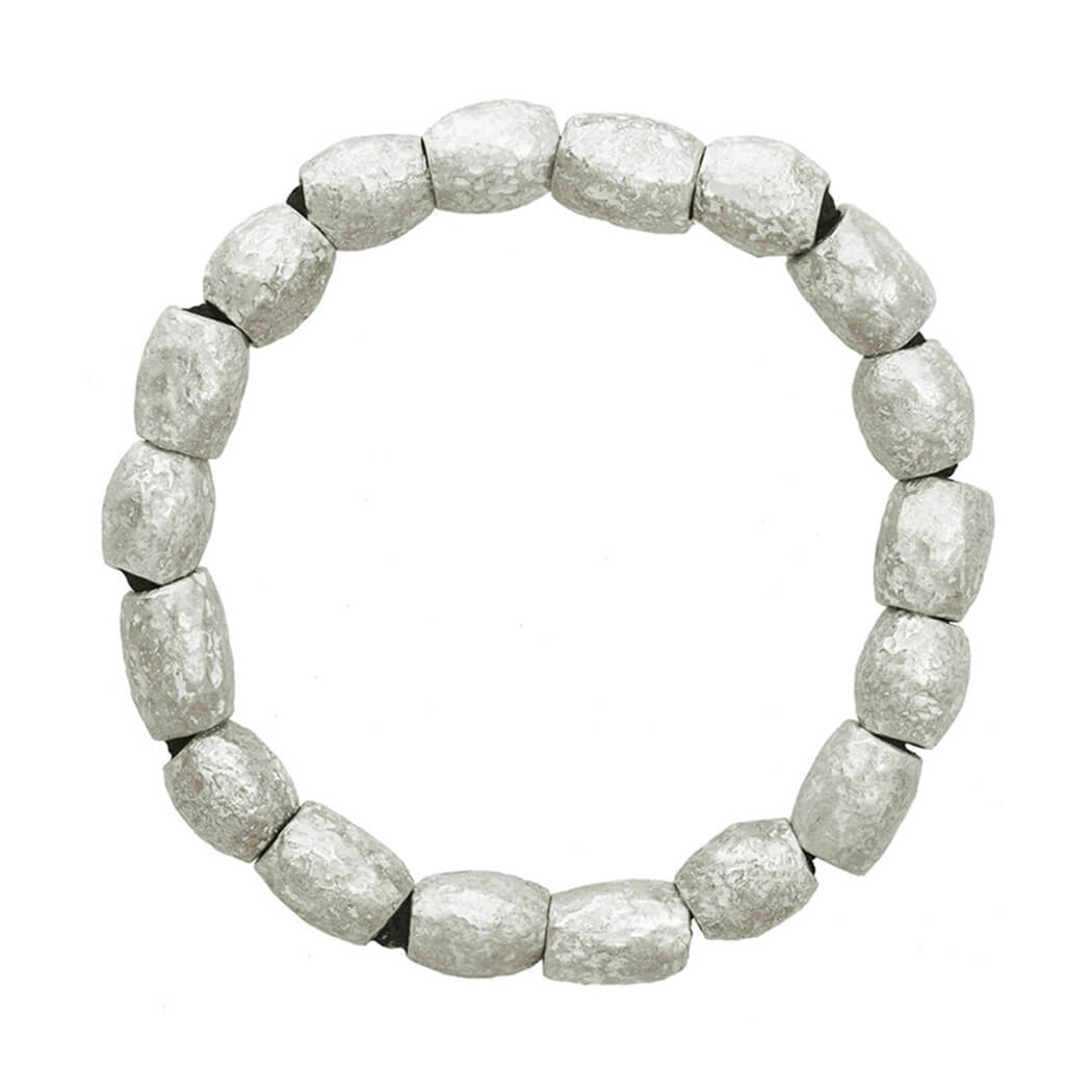 Sterling Silver Lost Wax Cast Nugget Bead Stretch Bracelet – LEE
