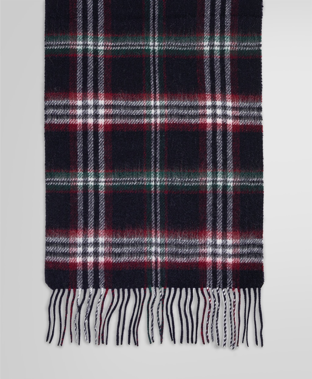 カシミヤ タータンチェック/ソリッド ダブルフェイス マフラー