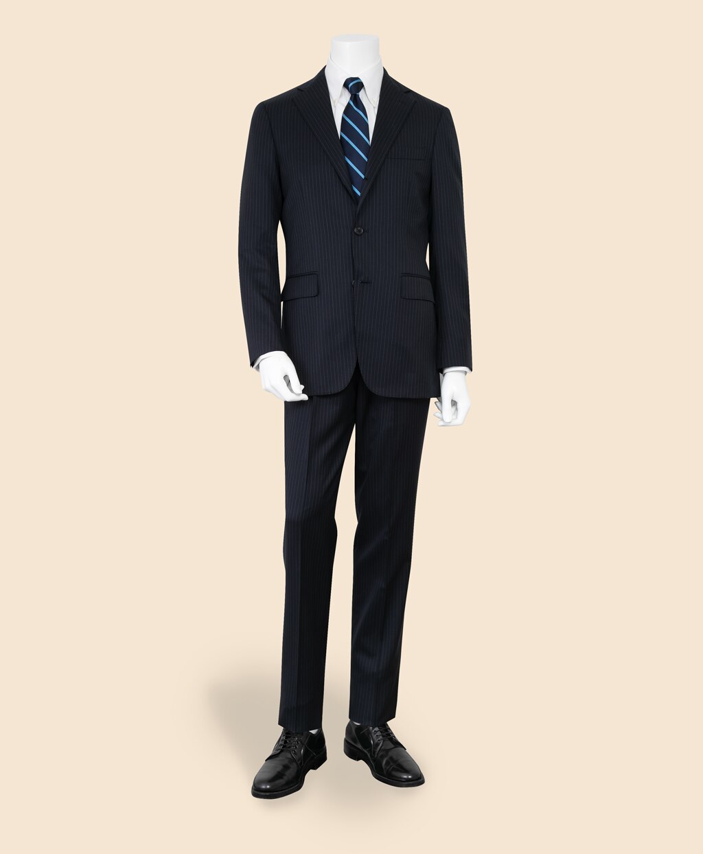 ミラクルクリンプウール シャドーストライプ 段返り3釦スーツ TOKYO