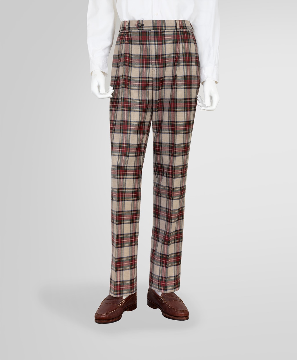 ウール タータンチェック プリーテッド トラウザーズ PLT | Brooks