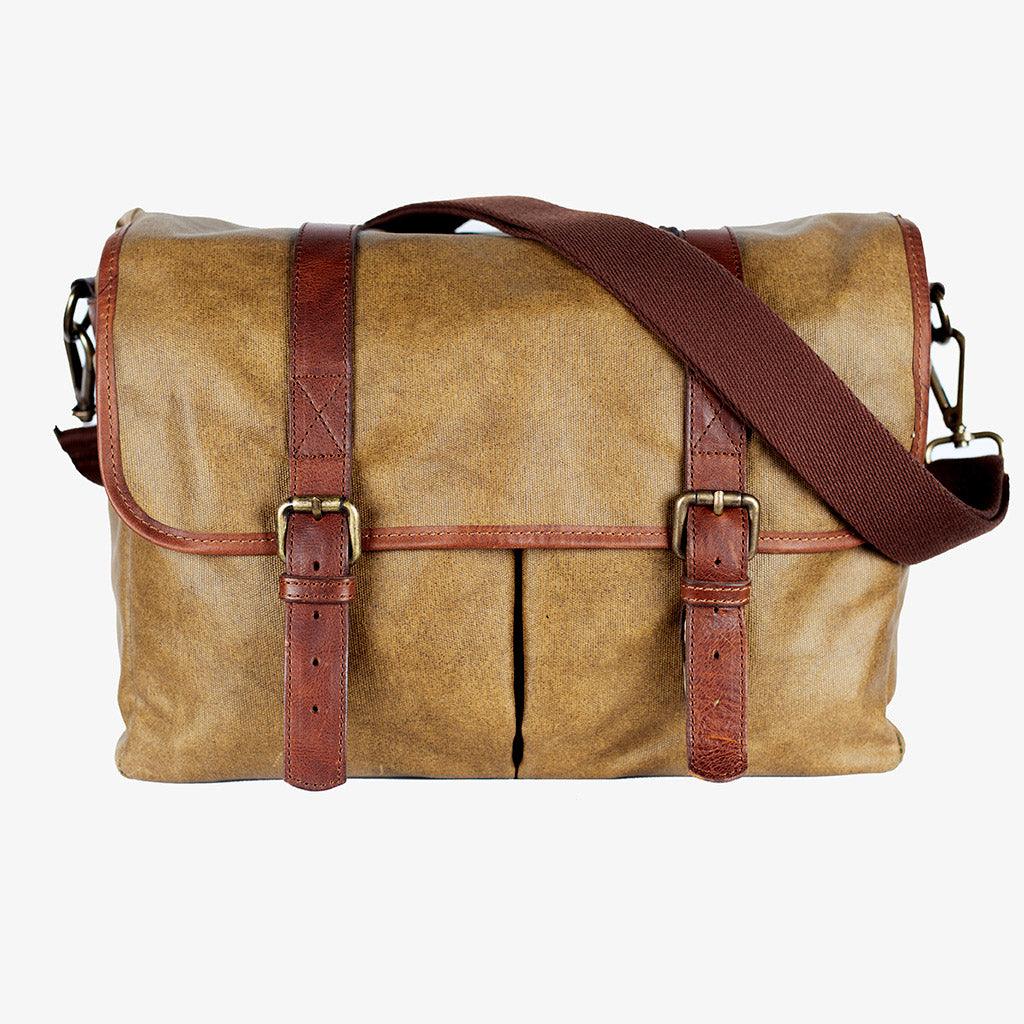 Roma Olive Green Waxed Canvas Camera Bag - Handmade Bronkey