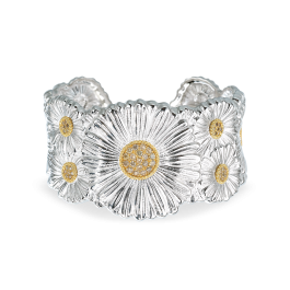 BLOSSOMS SILVER AND VERMEIL CUFF BRACELET WITH DIAMONDS