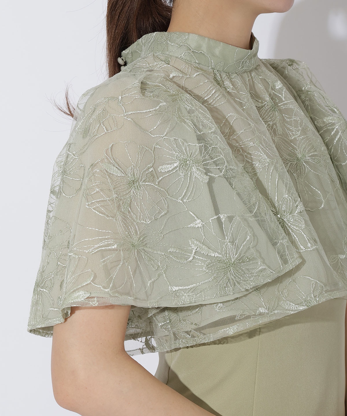 ラメフラワーチュールレイヤードドレス(F グリーン): AND COUTURE