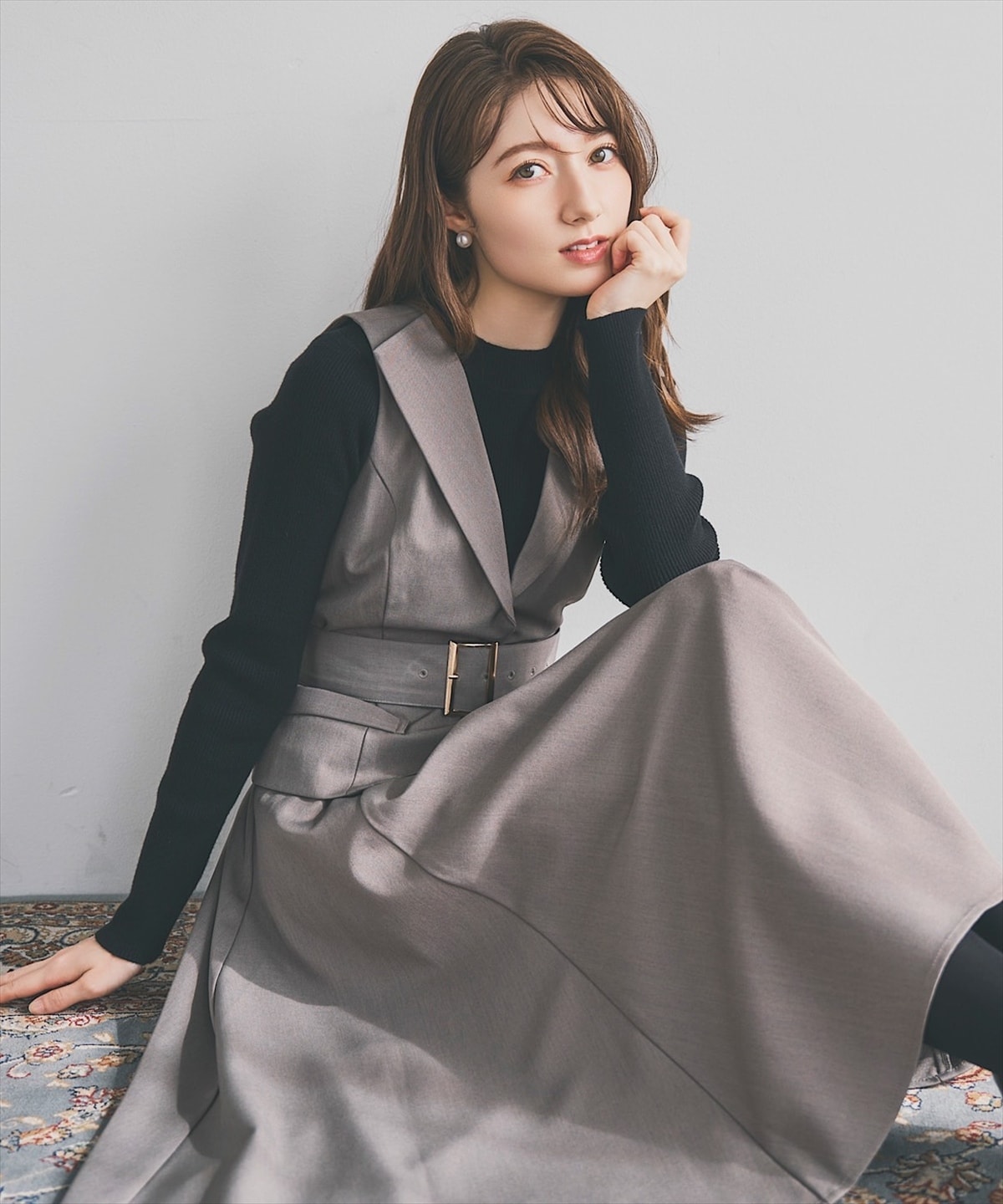 ジレアシメワンピースセットアップ