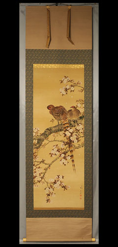 八重櫻山鳥図」 尺八寸 望月 玉渓(もちづき ぎょくけい)(京都