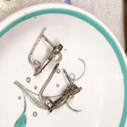 ヴィンテージ シルバー パール×マーカサイト ピアス｜「GENIO ANTICA