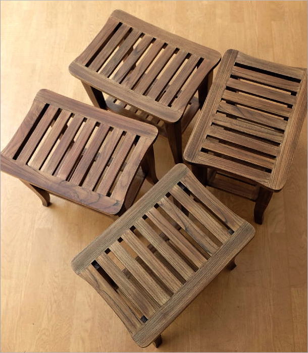 スツール おしゃれ 一人掛け 一人用 天然木 無垢材 下棚付き