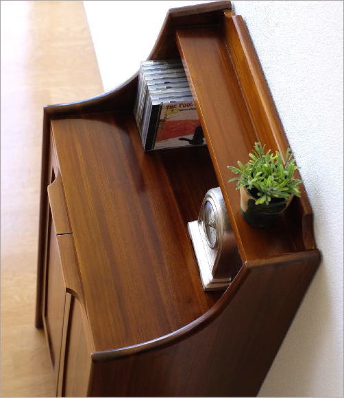 キャビネット 電話台 ファックス台 FAX台 おしゃれ チーク 無垢材