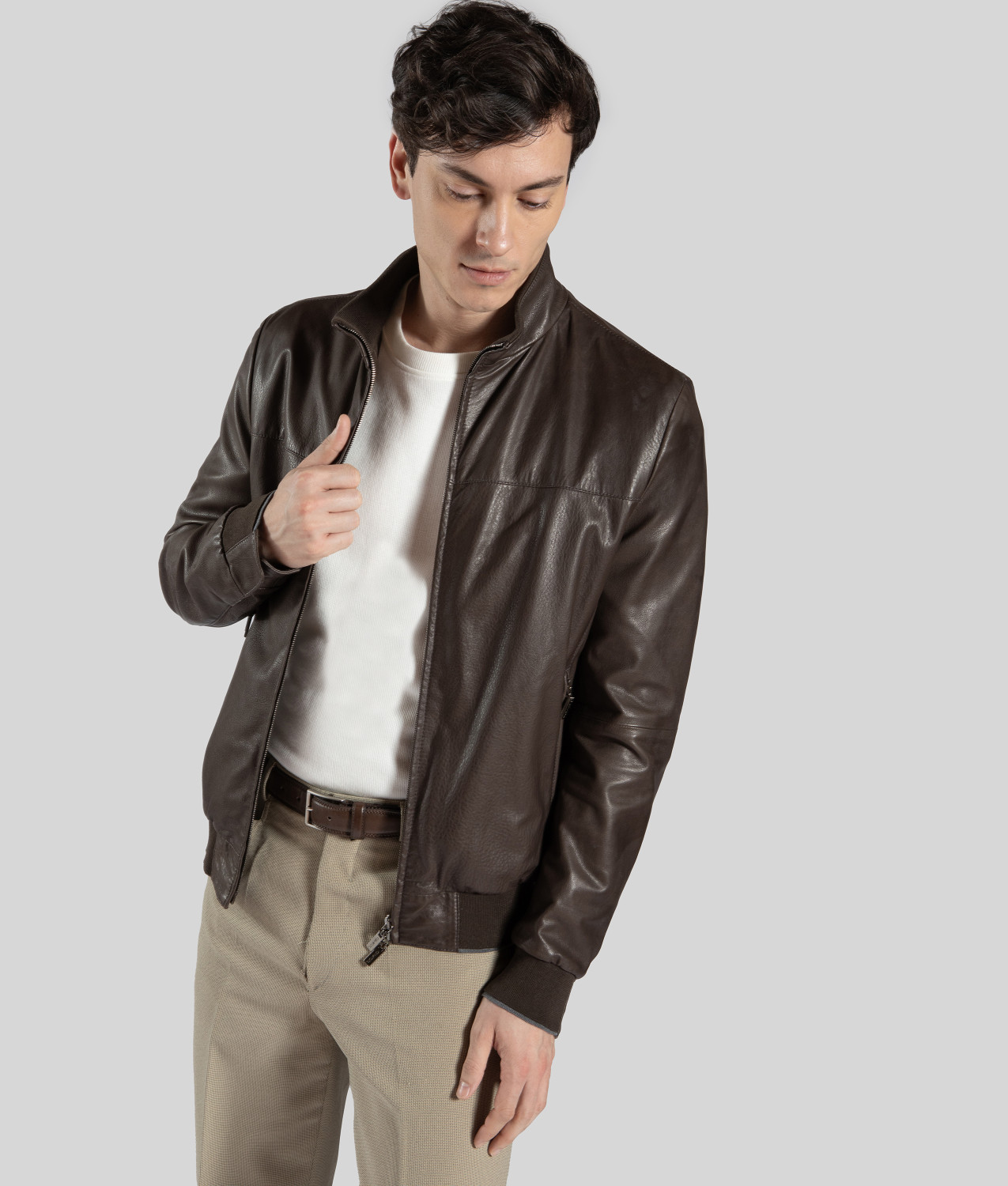 Men's brown leather jacket - Made in Italy - Gimo's