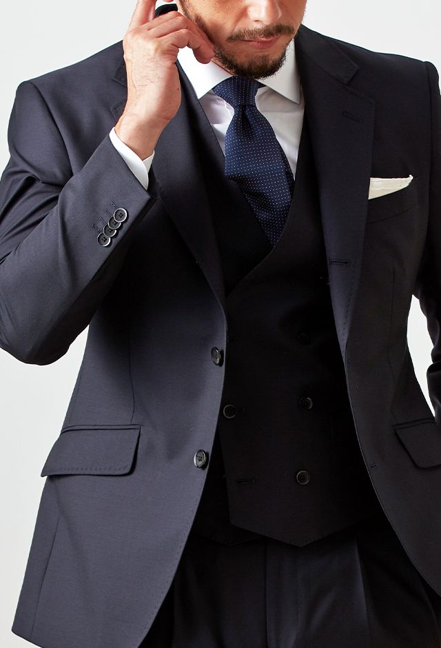 ネイビースーツ・無地のコーディネート（CANONICO）｜586-801-265