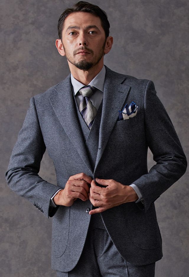 グレースーツ・無地のコーディネート（CANONICO）｜504-801-4