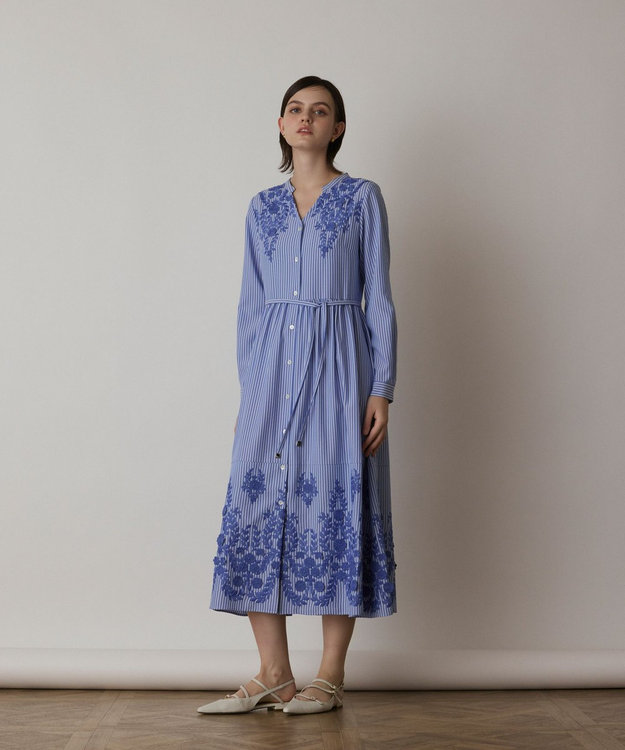 ストライプ刺繍ワンピース / GRACE CONTINENTAL | GRACE CONTINENTAL