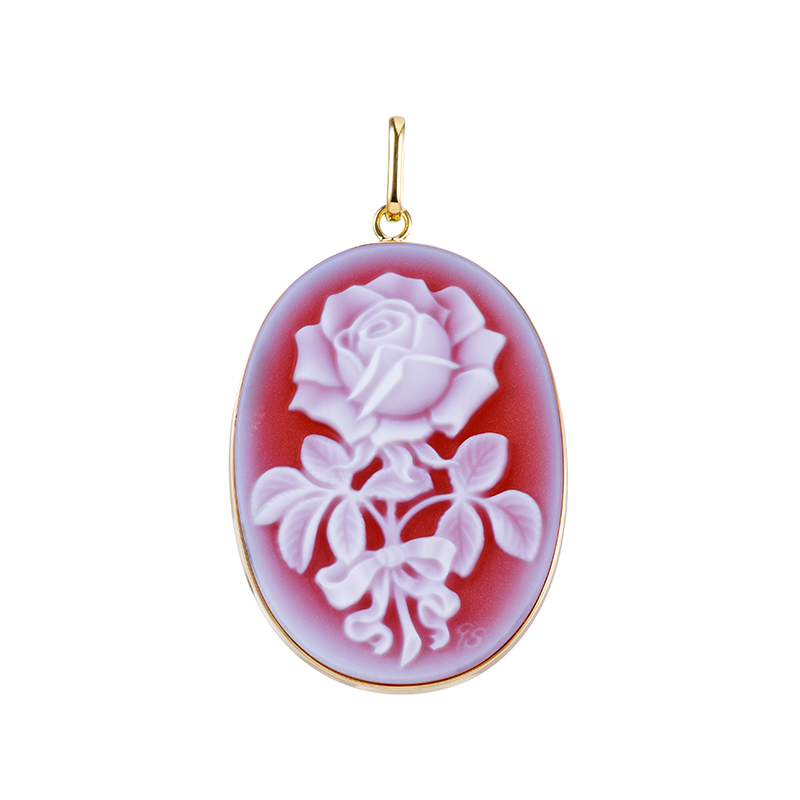 GSTV K18YG メノウカメオ ペンダントトップ カメオ 約30×22mm