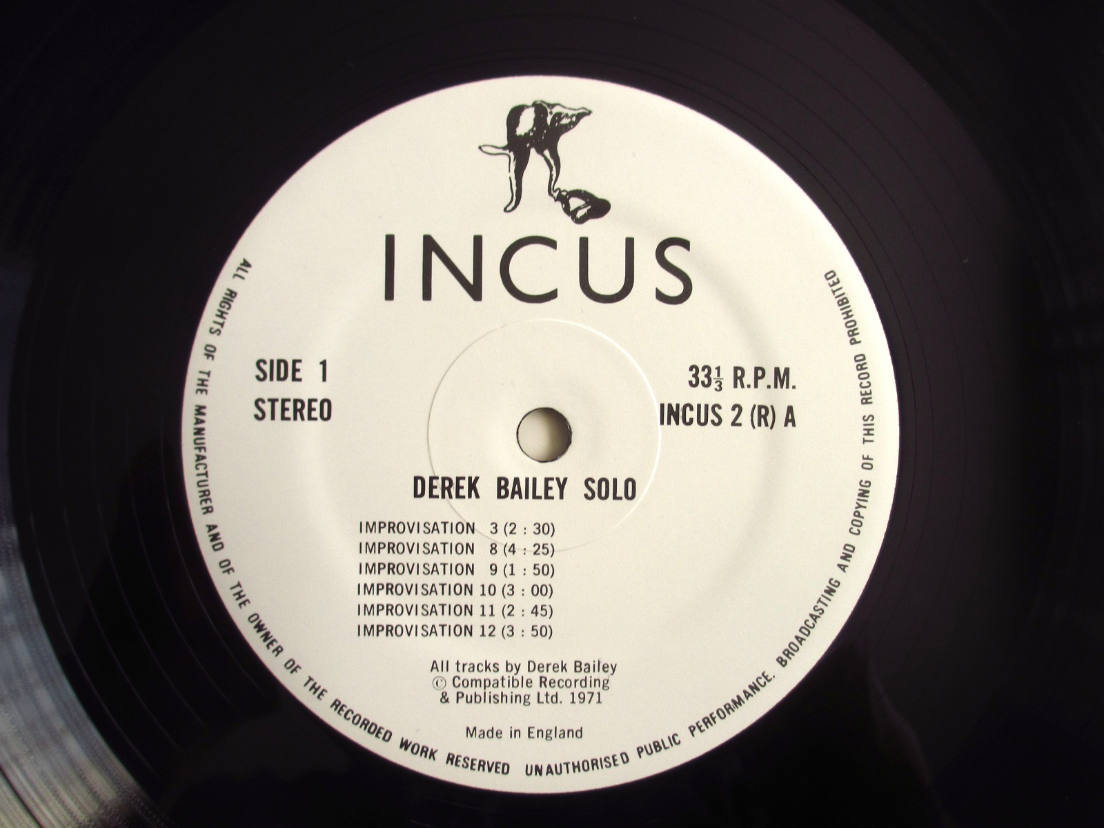 Derek Bailey / Incus Taps レコード INCUS TAPS/DEREK BAILEY/デレク