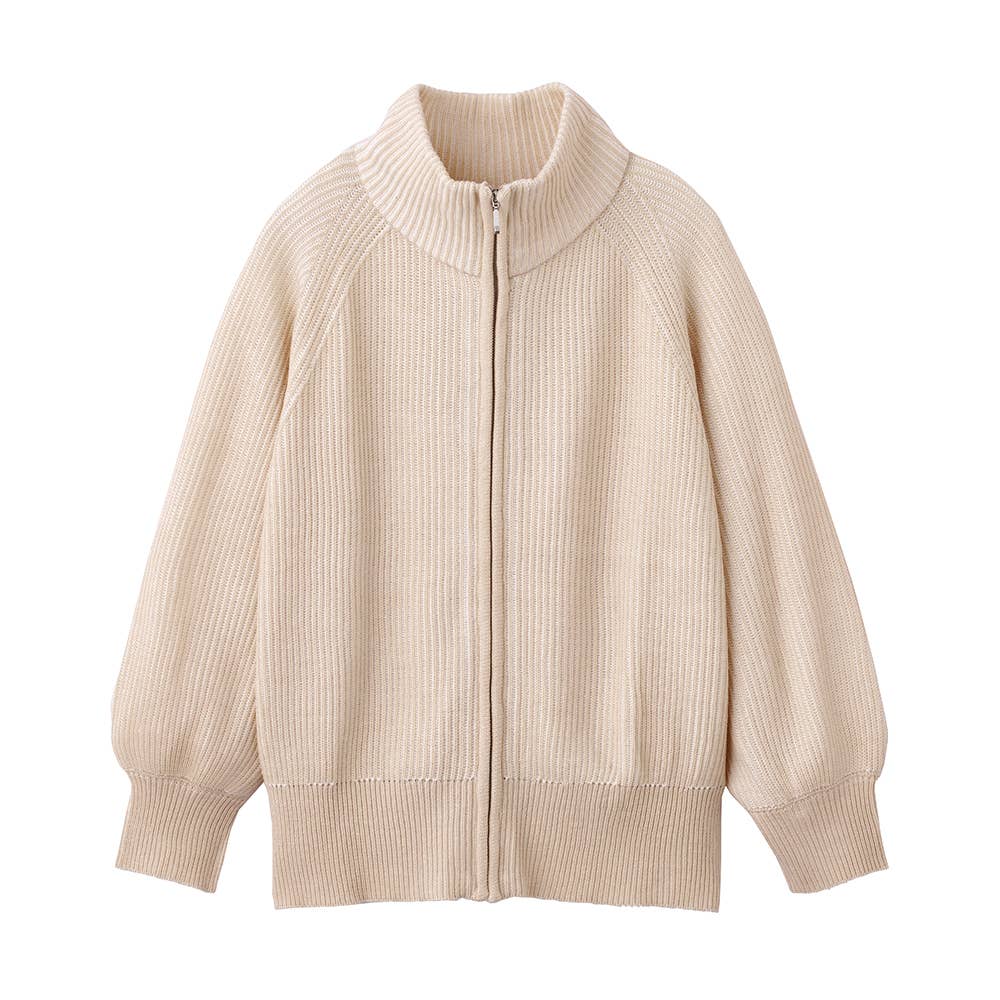 リブ編みニットブルゾン【SALE】 ALY635 :レディース トップス