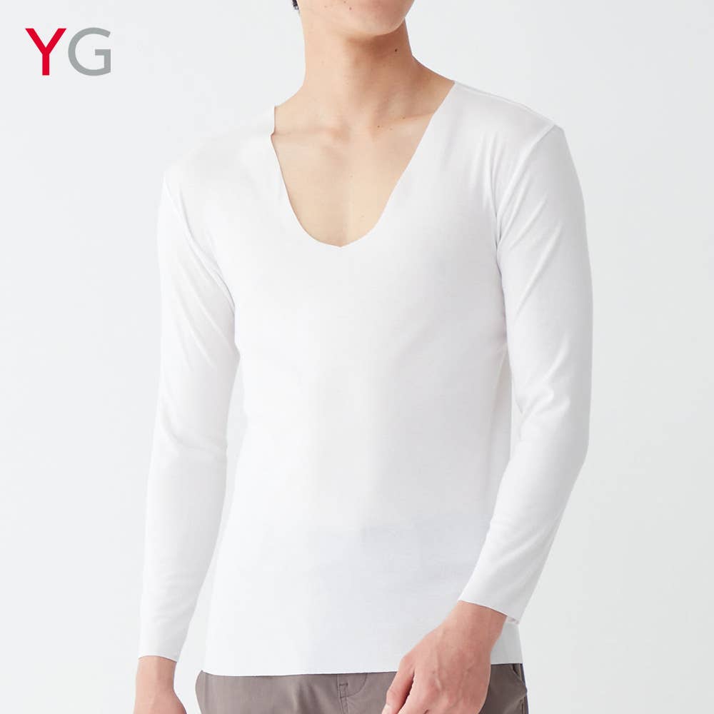 カットオフ】Vネックロングスリーブシャツ（9分袖） YN2509 :メンズ