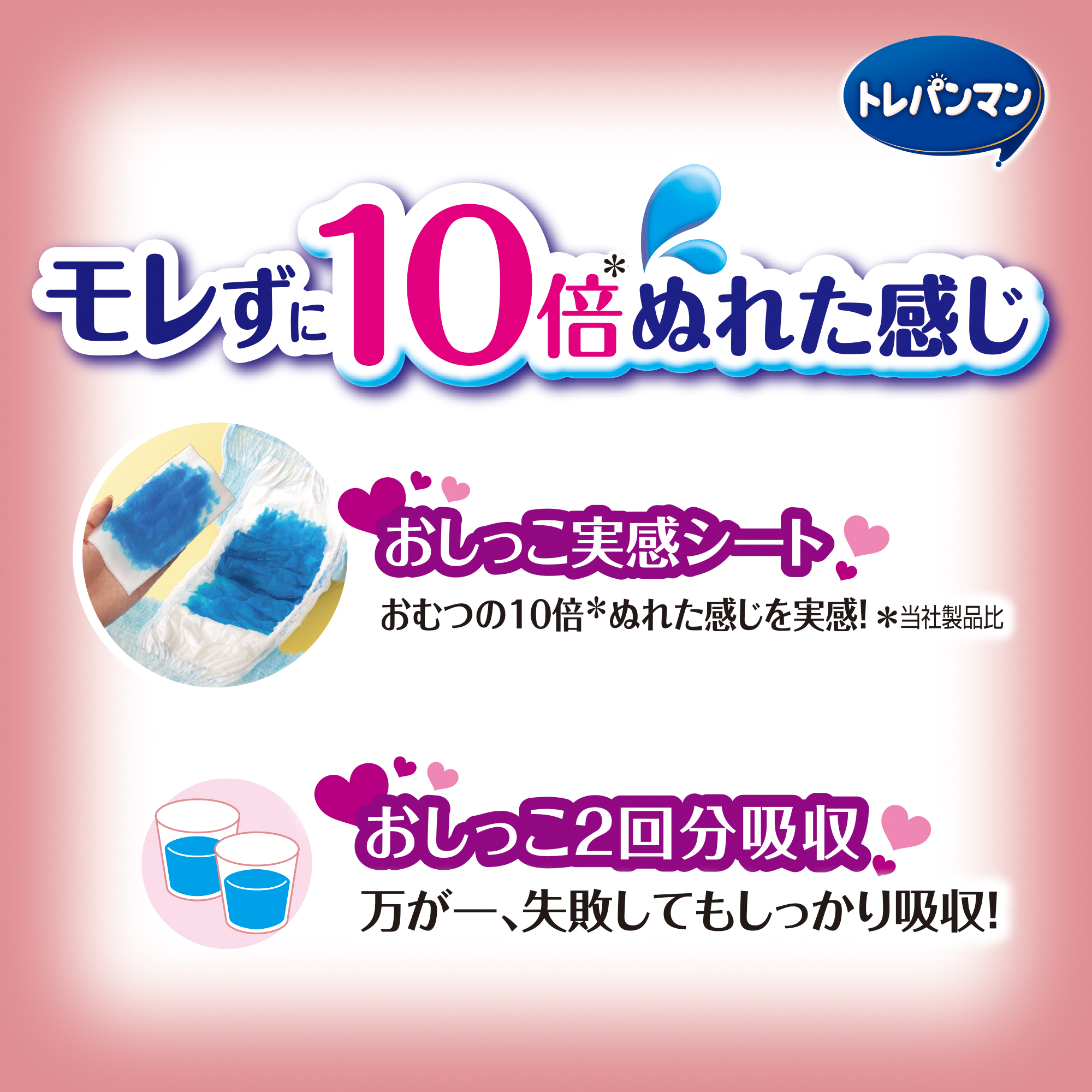 トレパンマン ピンク ビッグサイズ トイレトレーニング用オムツ 30枚×4