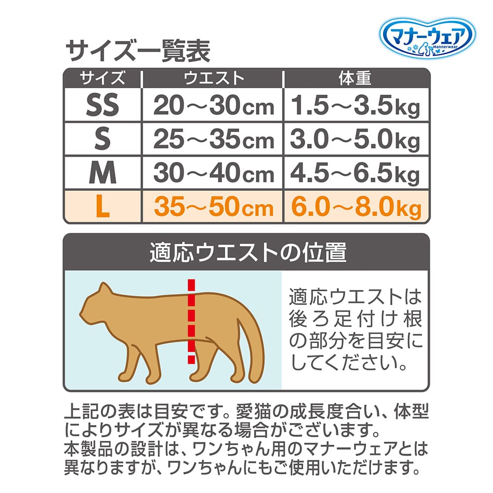 マナーウェアねこ用Lサイズ｜ユニ・チャーム ダイレクトショップ