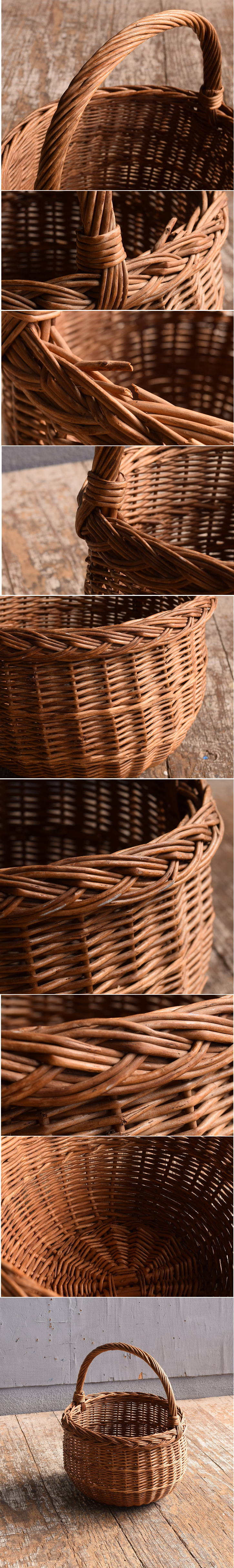 イギリス アンティーク バスケット 籐かご ガーデニング 12485