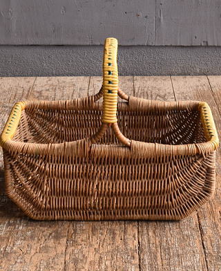 イギリス アンティーク バスケット 籐かご ガーデニング 12490