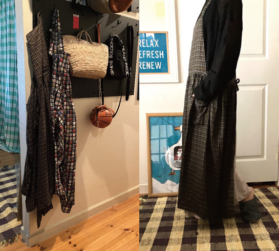 two-bottle☆エプロンワンピース大人用フリーサイズ (型紙／仕様書あり