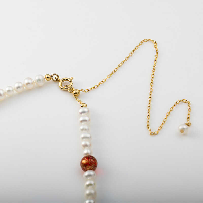 ベビー淡水真珠とヴェネチアンガラスのネックレス レッド｜大丸松坂屋