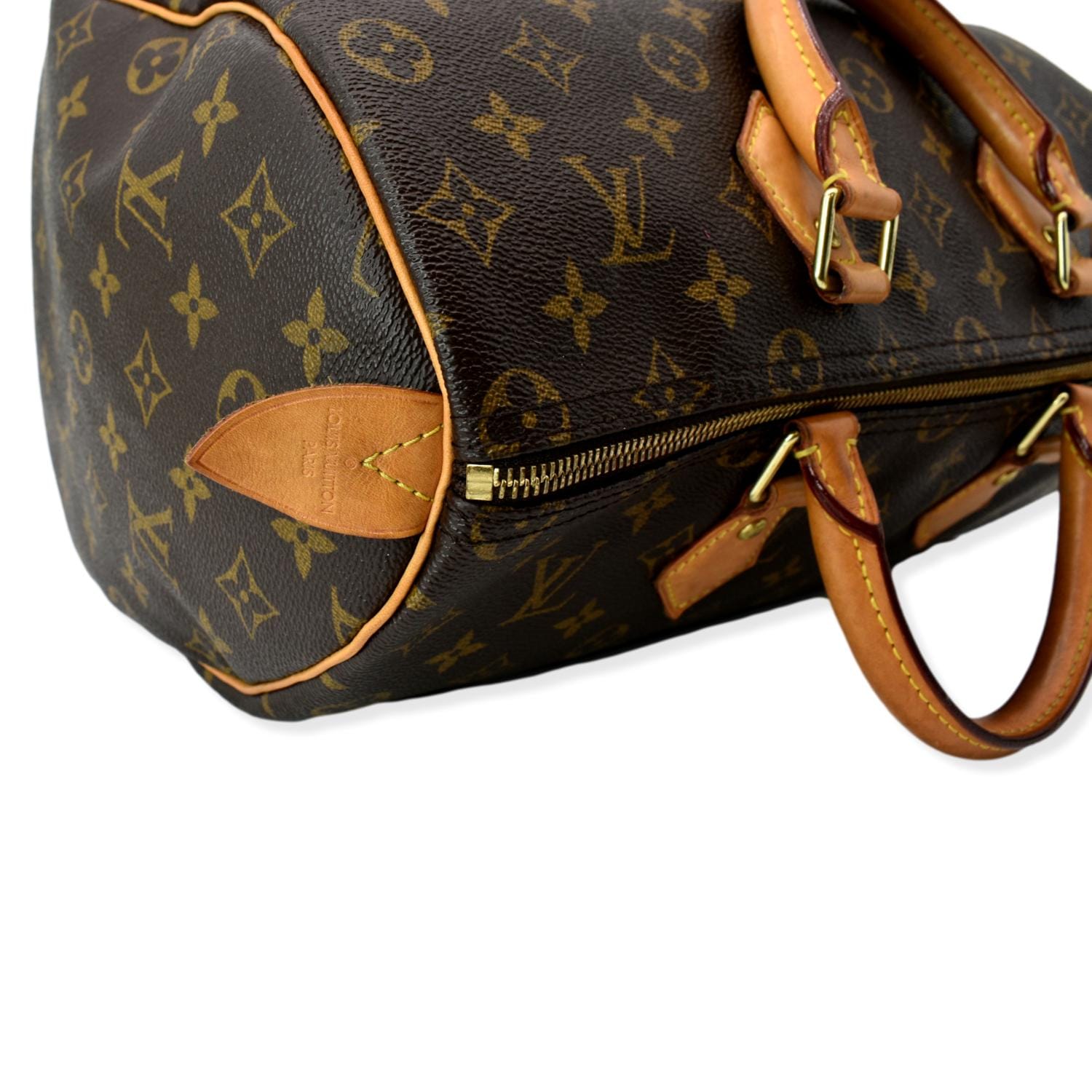 LOUIS VUITTON Speedy 35 Monogram Canvas Satchel Bag Brown