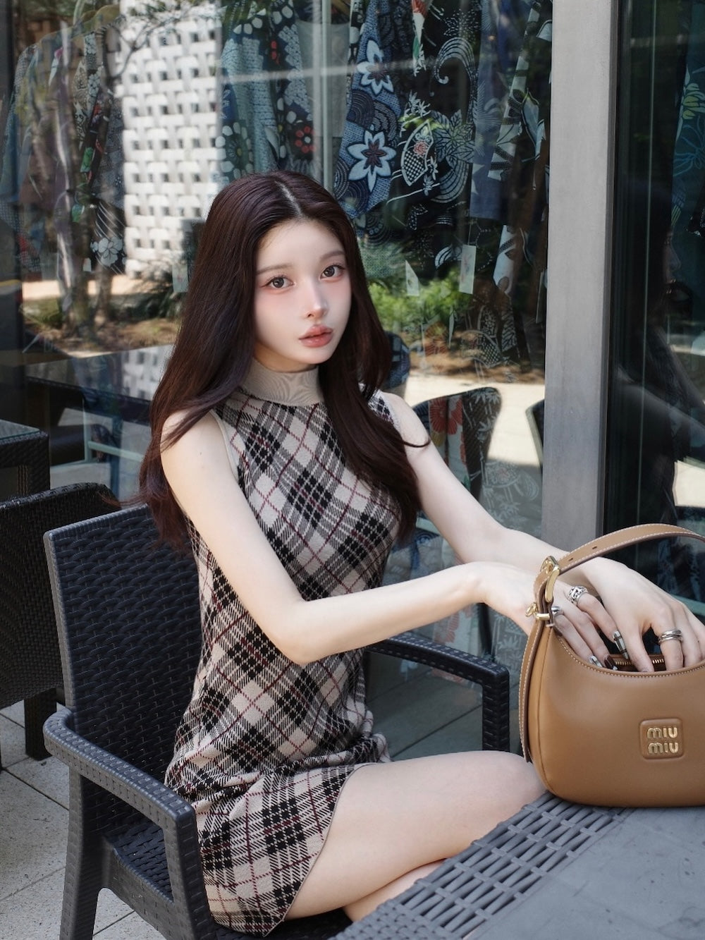 チェックジャガードノースリニットミニワンピース – Darich (ダーリッチ)