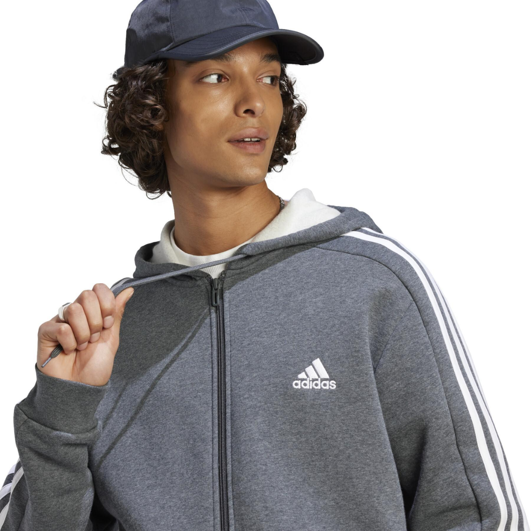 adidas Men's Essentials Fleece 3-Stripes Full-Zip Hoodie - IJ6480