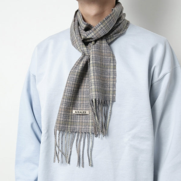CASHMERE CHECK NARROW STOLE (A21AM01CS) | AURALEE / アクセサリー