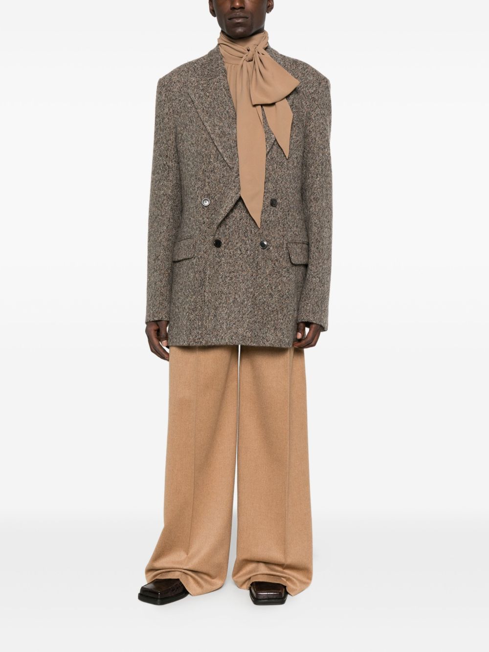 Brown double-breasted bishop blazer Dries van noten - men - DRIES