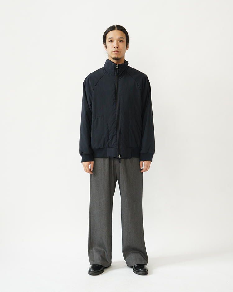 MAT AIRLY NYLON WOOL PADDED STAND JACKET / NAVY | ATON (MEN