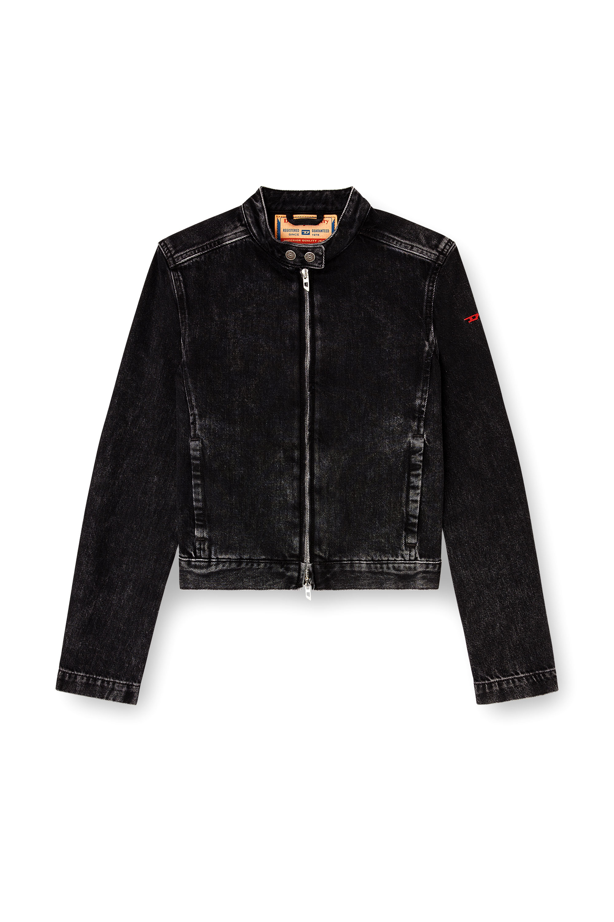 DE-MORNIN JOGG Moto jacket in coated denim｜ブラック｜ウィメンズ