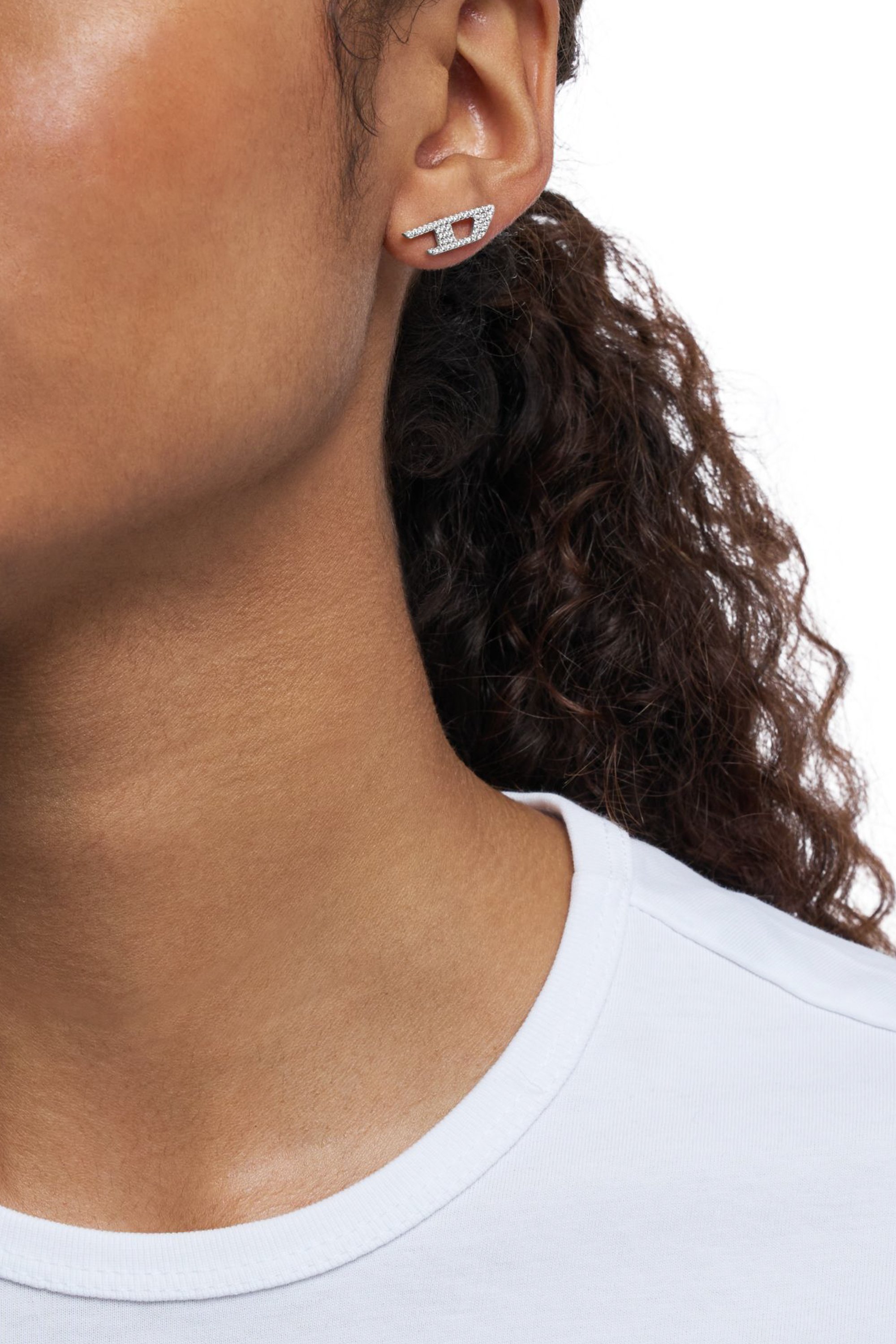 DX1630040 JEWELLERY Stainless steel glitz stud earring｜シルバー