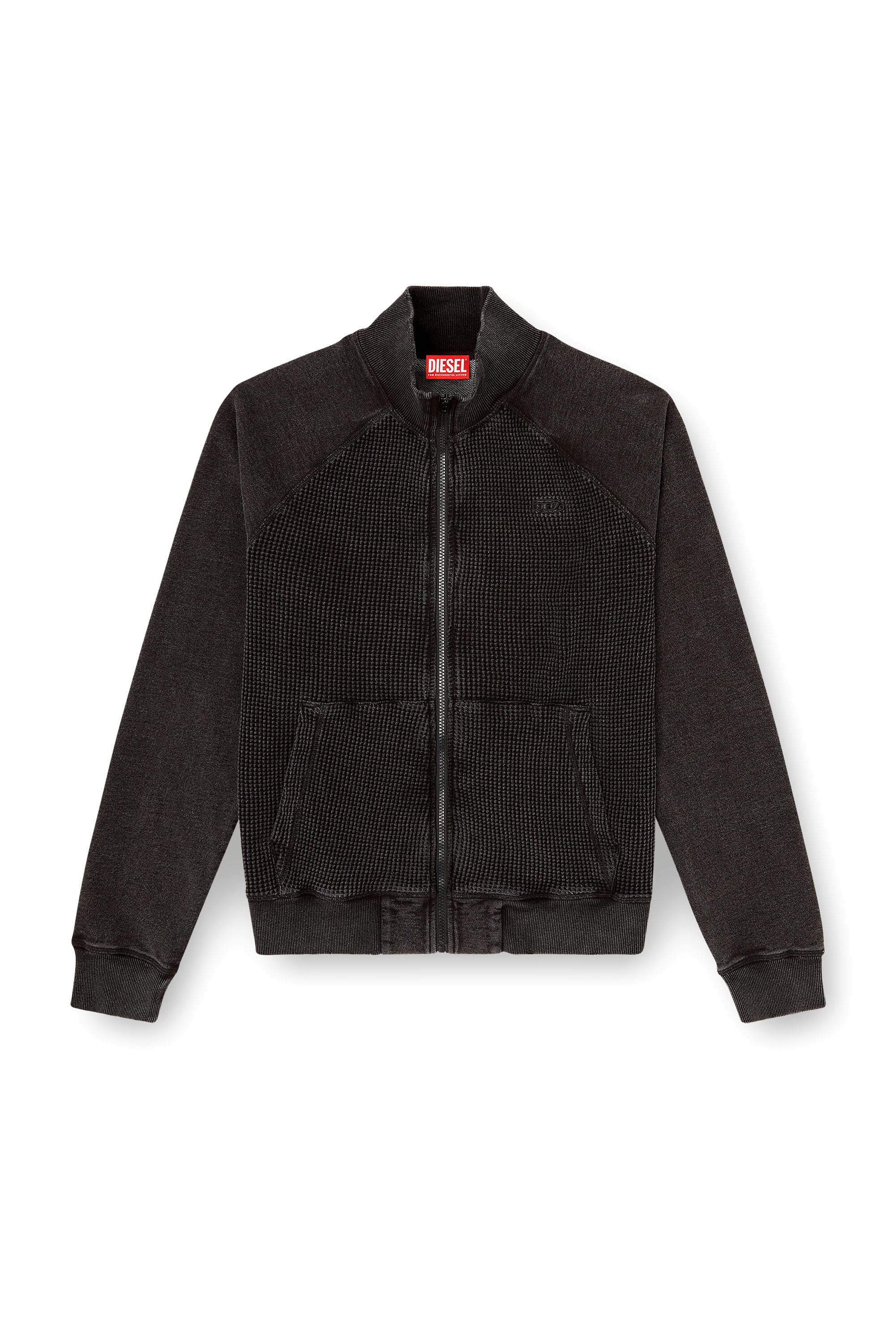 S-GINNI-ZIP-OD ジップアップスウェット｜ブラック｜メンズ｜DIESEL