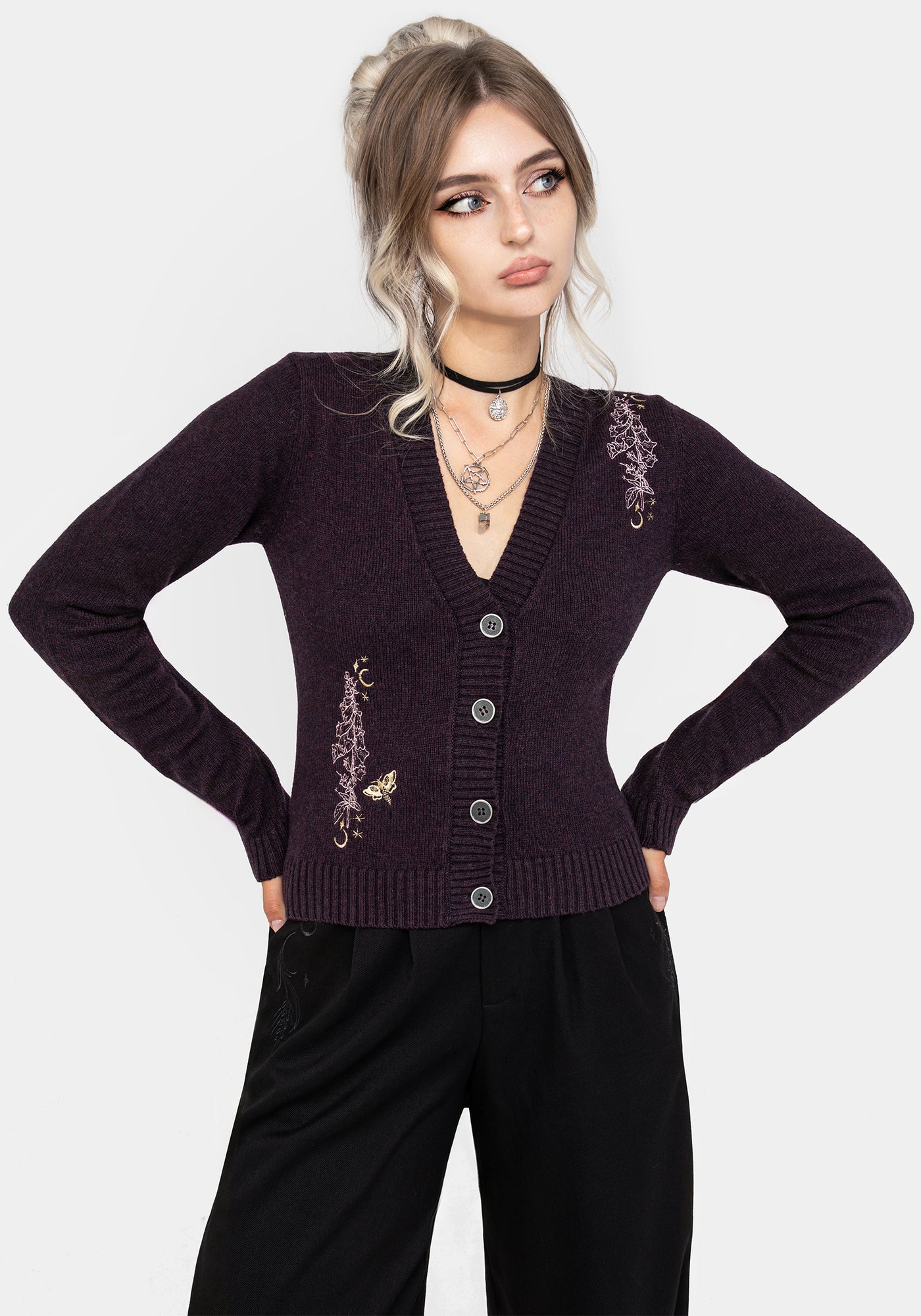 Foxglove Embroidered Knit Cardigan | Disturbia - Shop Women's
