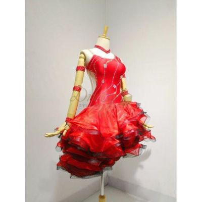 ラテンドレス：レッド系（赤色） 社交ダンスドレス・社交ダンス衣装の