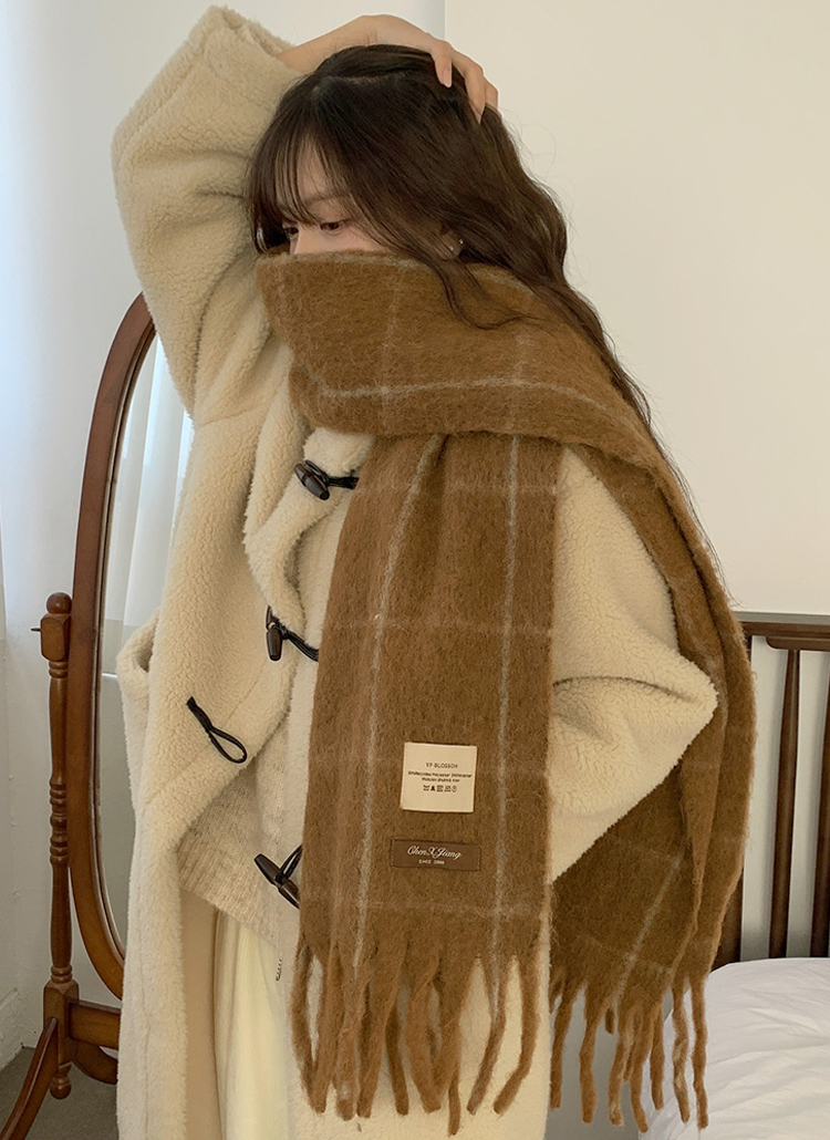 ウール混ロングチェックマフラー | レディースファッション通販 - DHOLIC