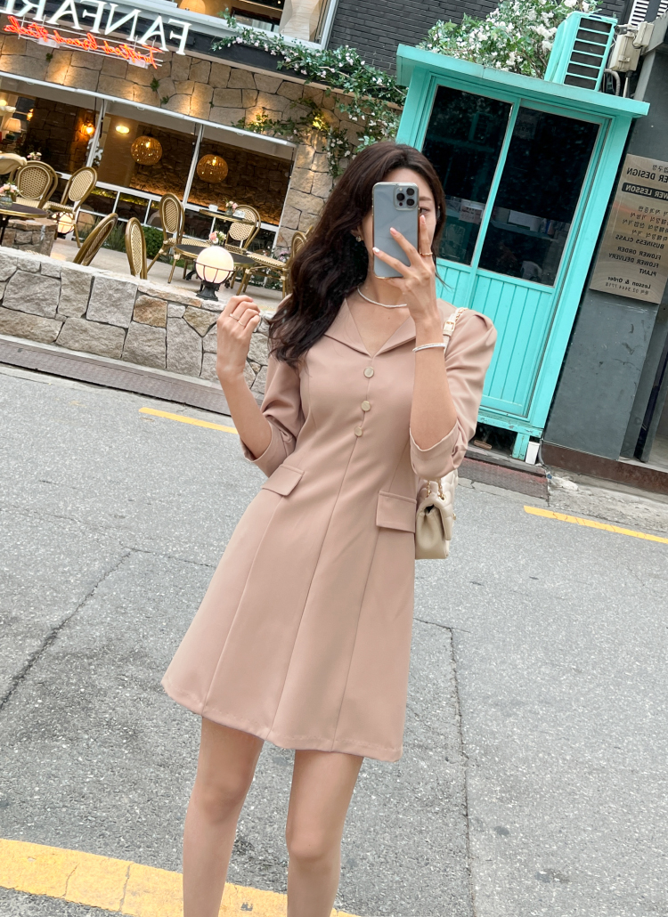 オープンネック7分袖ワンピース | レディースファッション通販 - DHOLIC