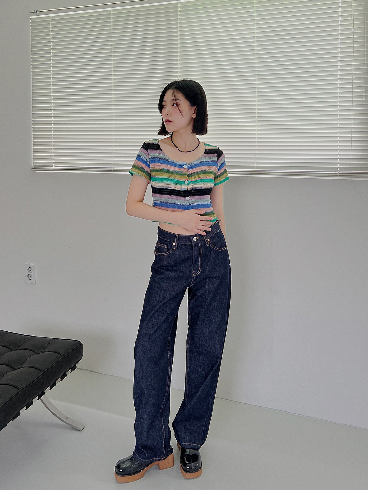 ワイドインディゴブルーデニムパンツ | レディースファッション通販