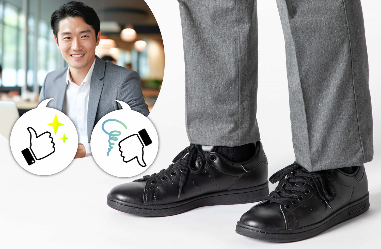 商談でも好印象な「黒レザースニーカー」はどれ？ ビジネスマン500人に